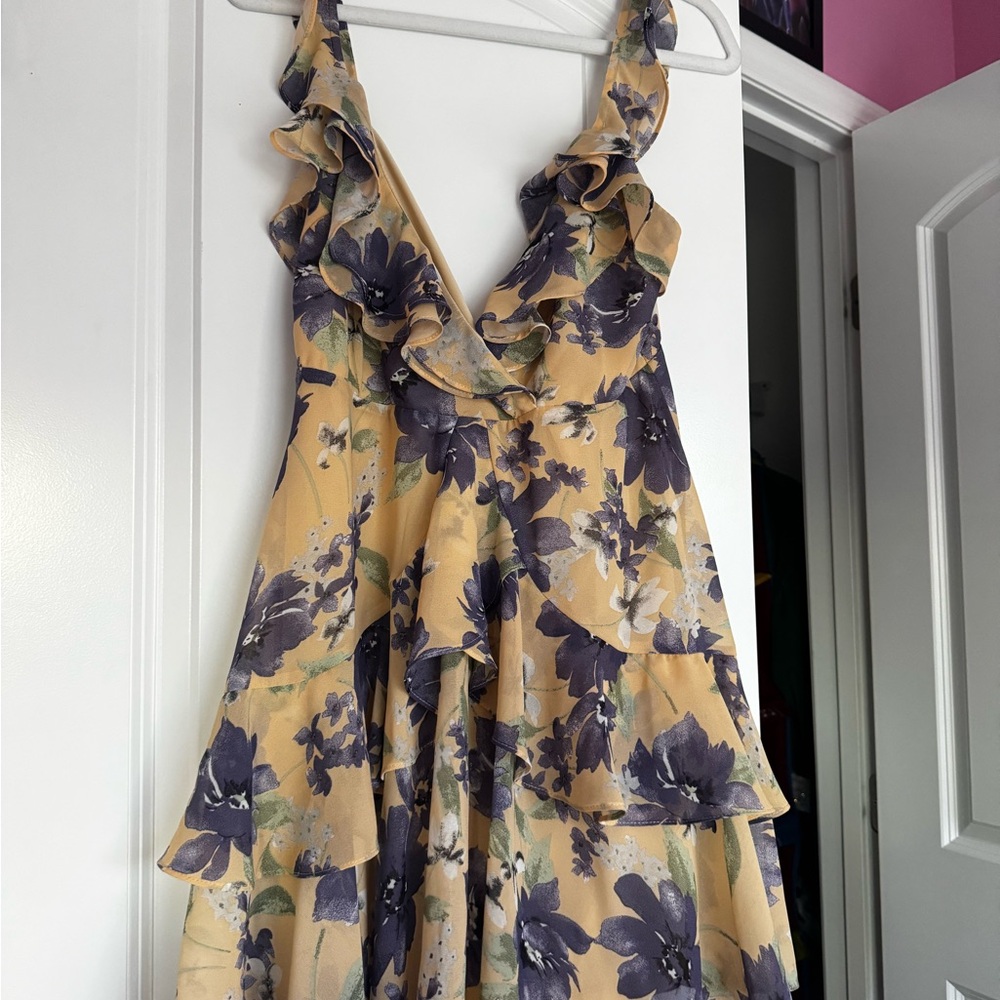 Floral Yellow and Purple Dress